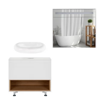 Комплект меблів для ванної кімнати Qtap Robin тумба + раковина + дзеркальна шафа QT044RO42977