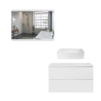 Комплект меблів для ванної кімнати Qtap Tern тумба + раковина + дзеркало QT044VI43007