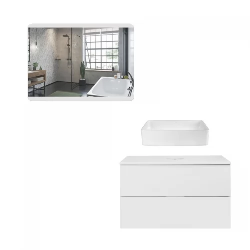 Комплект меблів для ванної кімнати Qtap Tern тумба + раковина + дзеркало QT044VI43007