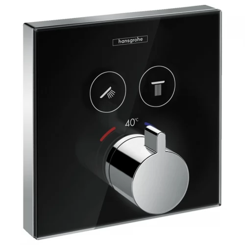 HANSGROHE ShowerSelect Термостат для душа на 2 потребителя, черный/хром 15738600